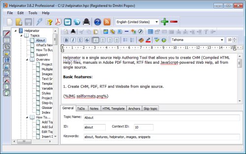 Helpinator - topic editor Helpinator - topic editor