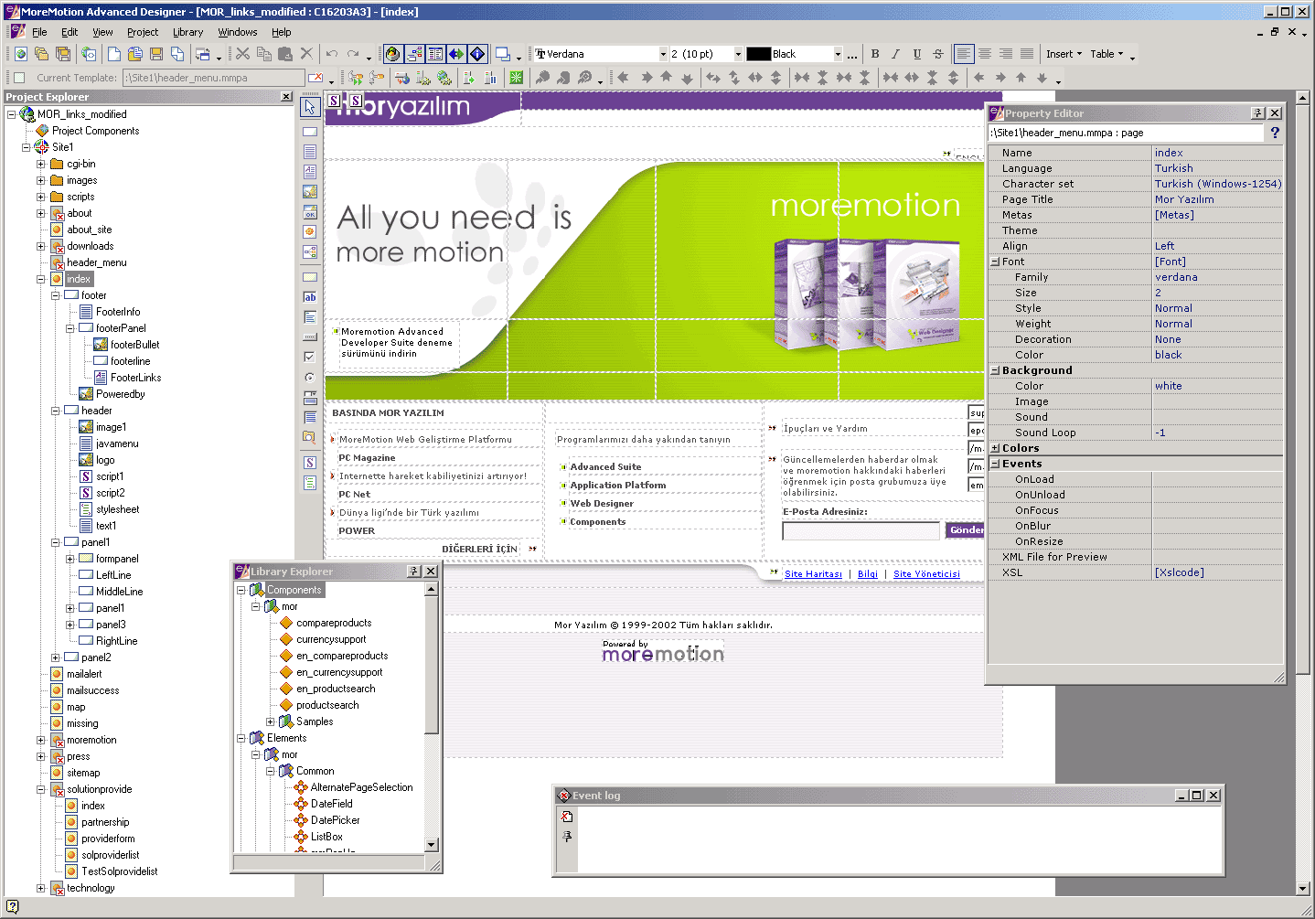 Moremotion Web Designer Screenshot Moremotion Web Designer Screenshot