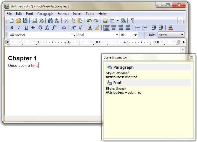 Style inspector in RichViewActions Style inspector